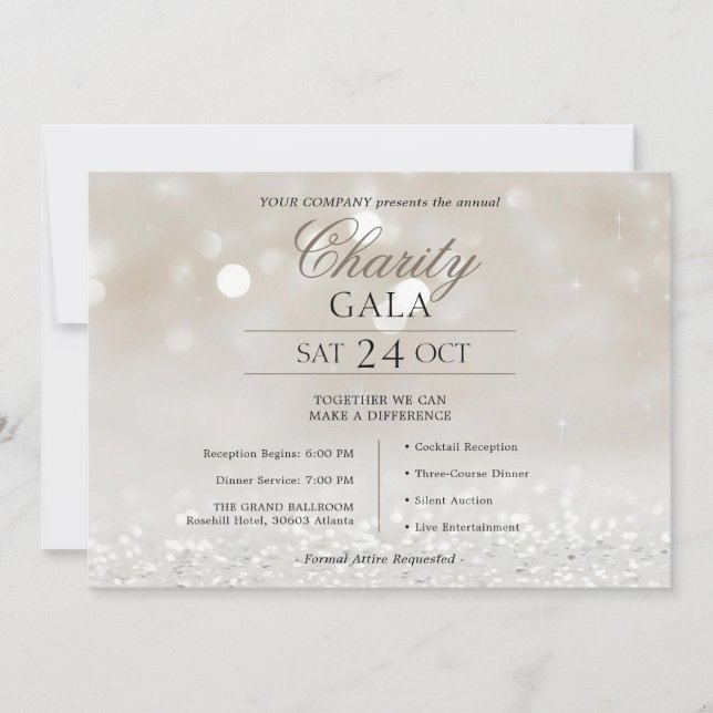 Invitation Gala de charité de la Elegant Ivory Silk Company (Devant)
