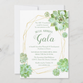Invitation Gala de charité des succulents de cadre géométriqu