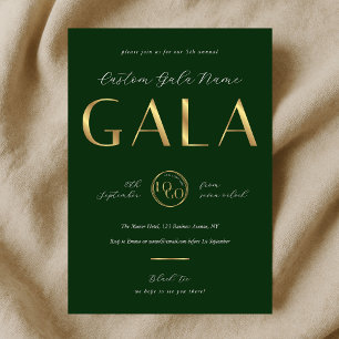 Invitation Gala de charité Emerald Green & Gold Logo Entrepri