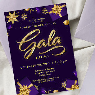 Invitation Gala de Noël violet et or