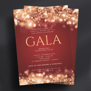 Invitation Gala d'entreprise officiel Red Gold Lumières