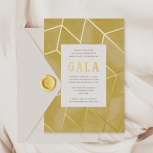 Invitation Gala Géométrique Jaune Gold Foil