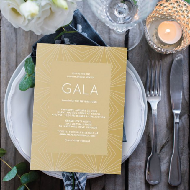 Invitation Gala Géométrique Moderne Golden (Créateur téléchargé)