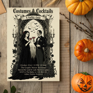 Invitation Gala gothique foncé Costumes & Cocktails Halloween