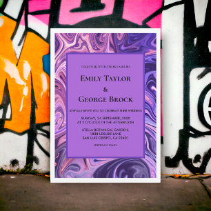 Invitation Galaxie Abstraite moderne Art Wavy Blue Chic Maria