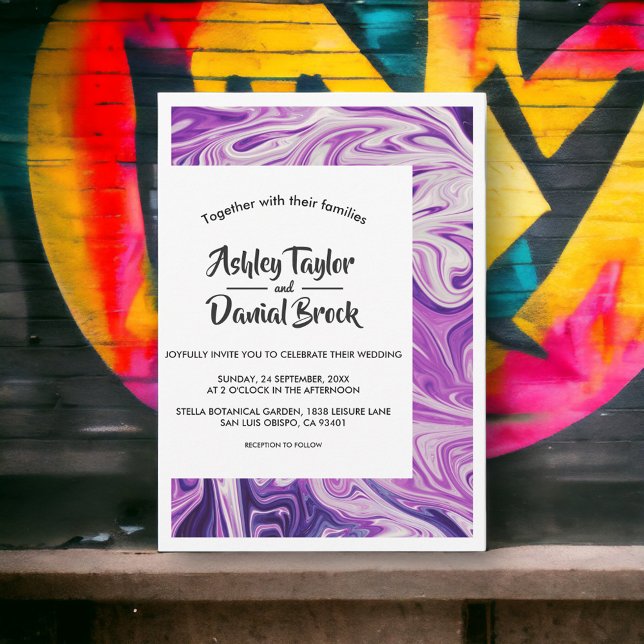 Invitation Galaxie bleue minimale moderne Mariage d'art Abstr (Créateur téléchargé)