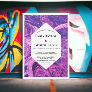 Invitation Galaxie Bleue Moderne Art Abstrait Mariage élégant