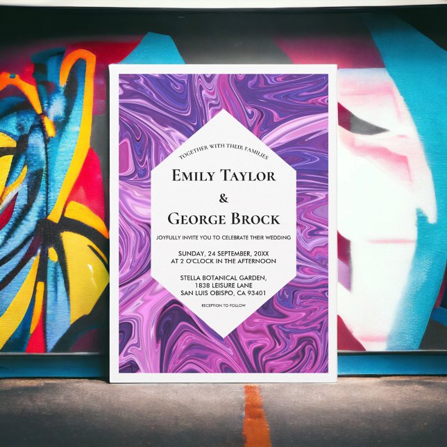 Invitation Galaxie Bleue Moderne Art Abstrait Mariage élégant (Créateur téléchargé)