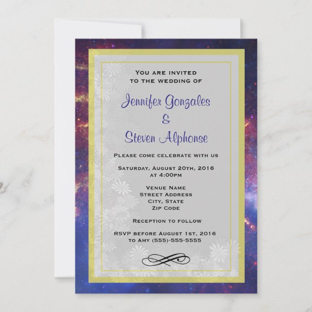 Invitation Galaxie brillante dans le Mariage spatial (Devant)