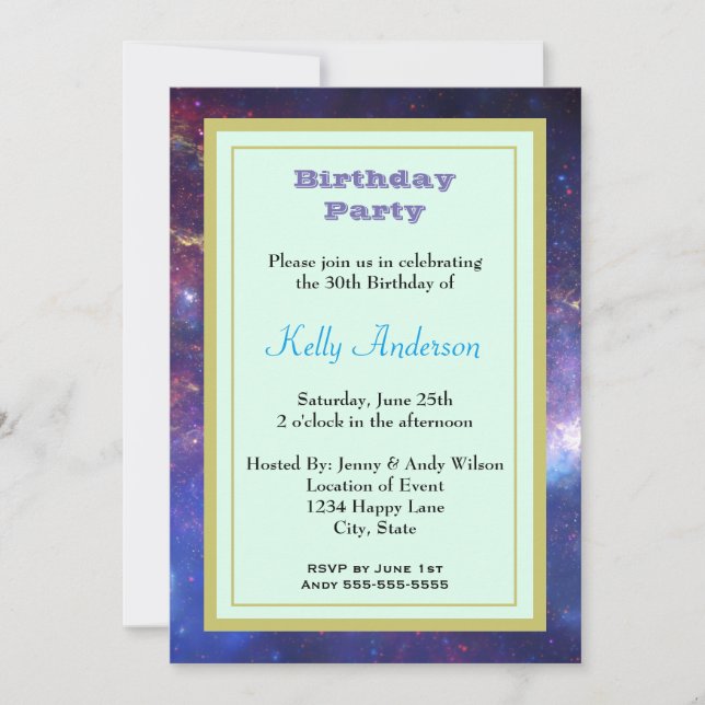 Invitation Galaxie brillante dans l'espace (Devant)