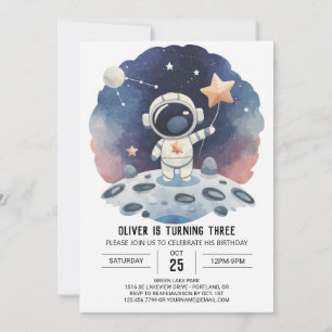 Invitation Galaxie céleste en ligne astronaute garçon Anniver