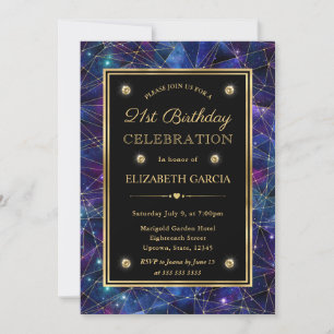 Invitation Galaxie Cristal Minuit Violet 21e Anniversaire
