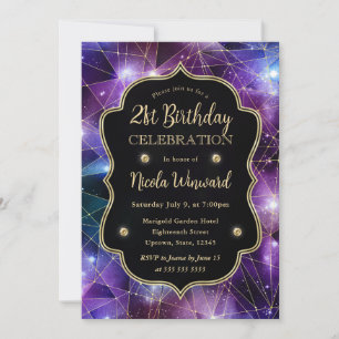 Invitation Galaxie Cristal Minuit Violet 21e Anniversaire