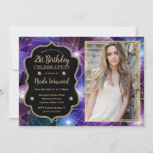 Invitation Galaxie Cristal Minuit Violet photo 21ème Annivers
