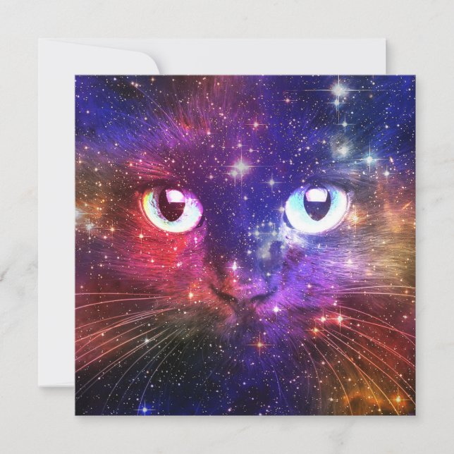 Invitation Galaxie de chat Burst de couleur  (Devant)