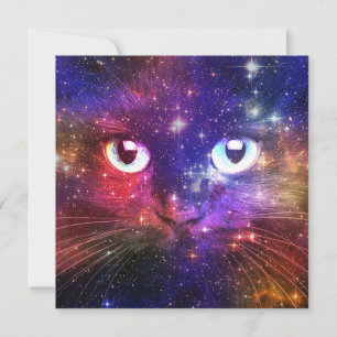 Invitation Galaxie de chat Burst de couleur