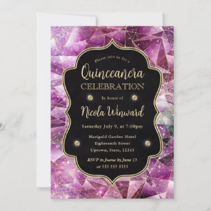 Invitation Galaxie de cristal rose et or Quinceanera Photo