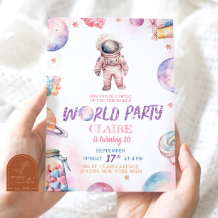 Invitation Galaxie douce moderne sortie de ce monde anniversa