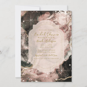 Invitation Galaxie Rose Fumé Aquarelle Céleste Mariage