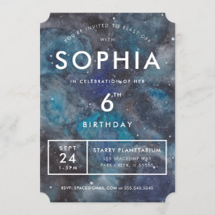 Invitation Galaxie spatiale en Blue Anniversaire