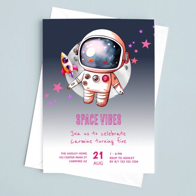 Invitation Galaxie spatiale Lune 5e anniversaire (Créateur téléchargé)