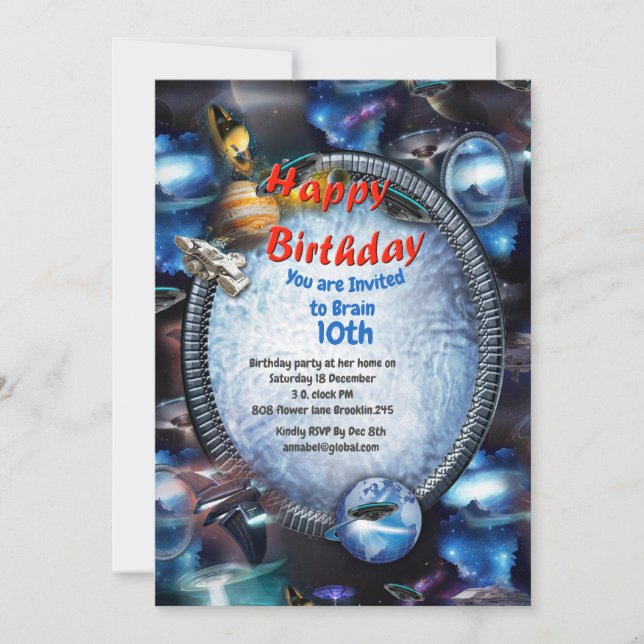 Invitation Galaxie visiteurs dans l'espace (Devant)