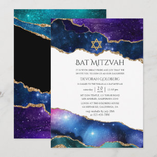 Invitation Galaxy Agate Bat mitzvah
