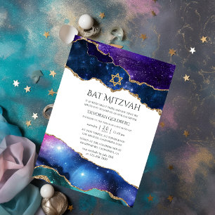 Invitation Galaxy Agate Bat mitzvah
