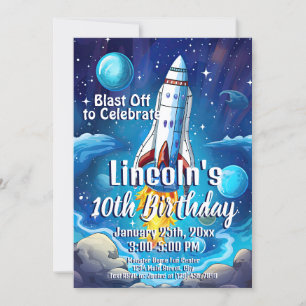 Invitation Galaxy Astronaut Navette spatiale Rocketship Anniv