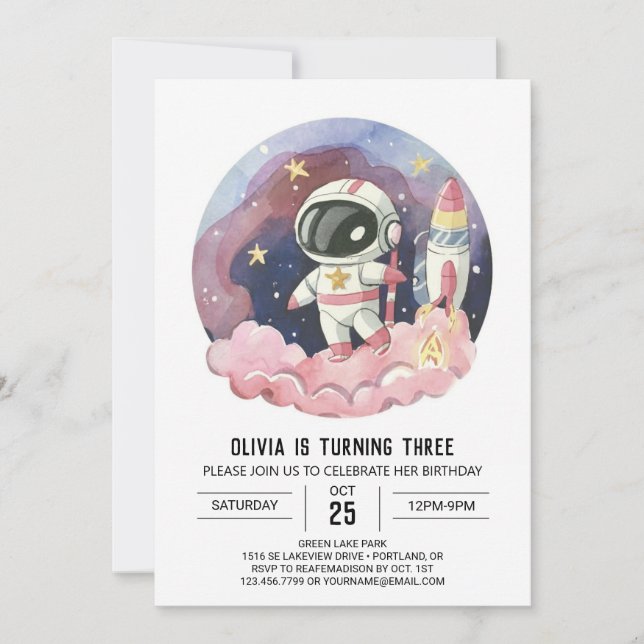 Invitation Galaxy Boho Dream Astronaut Anniversaire (Devant)