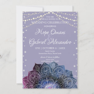 Invitation Galaxy Boho Nebula Mandala Mariage d'ampoule légèr