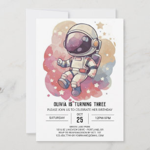 Invitation Galaxy Chic Voyage Astronaut Anniversaire