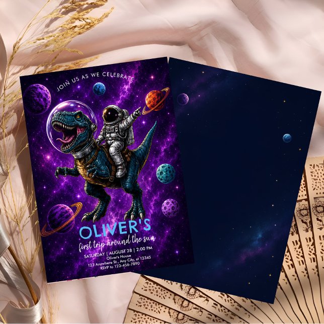 Invitation Galaxy Dino 1er Anniversaire (Créateur téléchargé)
