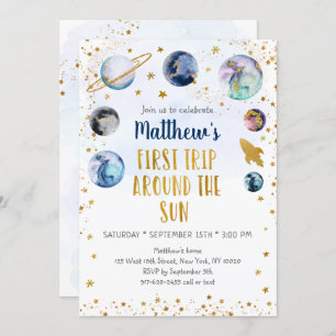 Invitation Galaxy Gold Premier Voyage Autour Du Soleil Annive