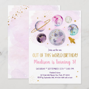 Invitation Galaxy Pink Gold de cet anniversaire mondial