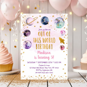 Invitation Galaxy Pink Gold de cet anniversaire mondial