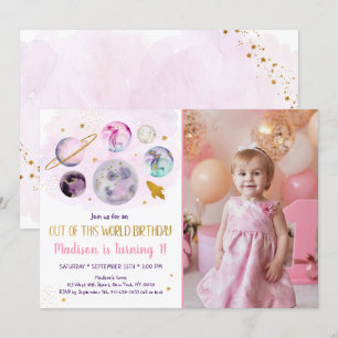 Invitation Galaxy Pink Or de ce monde Anniversaire Invita