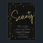 Invitation Galaxy Script Black and Gold 70th Birthday Party<br><div class="desc">Galaxy Script Black and Gold 70th Birthday Party Invitation</div>