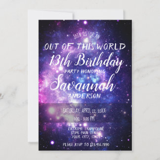 Invitation Galaxy sort de ce monde de l'espace Anniversaire