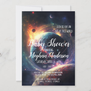 Invitation Galaxy Stars Lune Planètes Espace Baby shower