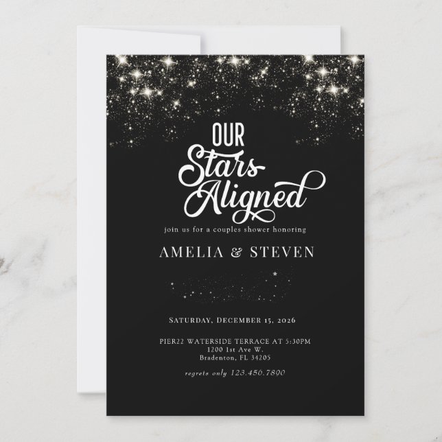 Invitation Galaxy Stars | Réception de mariage pour couples (Devant)