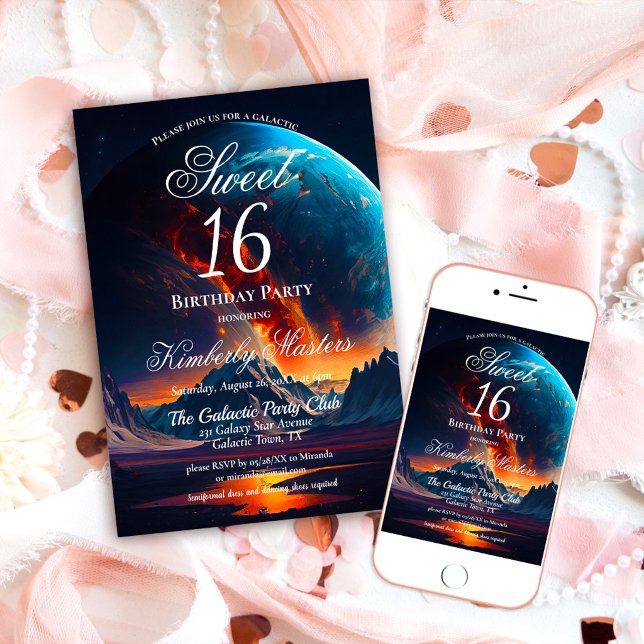 Invitation Galaxy Sweet sixteen fête d'anniversaire (Créateur téléchargé)
