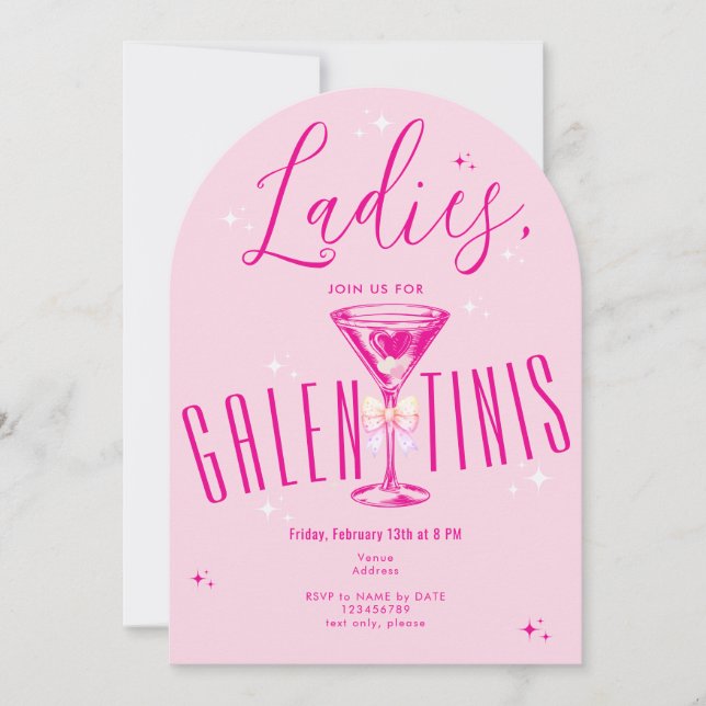 Invitation Galen-Tini Martini Hot rose de la fête de la Saint (Devant)