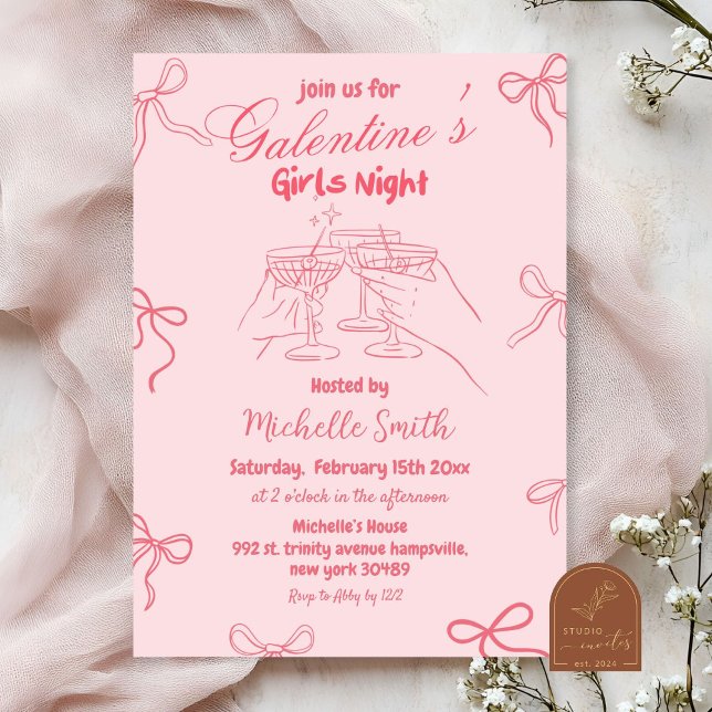 Invitation Galentine Day Dessiné à la Main (Créateur téléchargé)