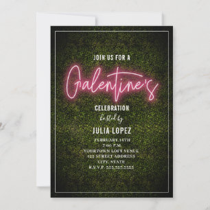 Invitation Galentine Neon Script Bois Saint-Valentin