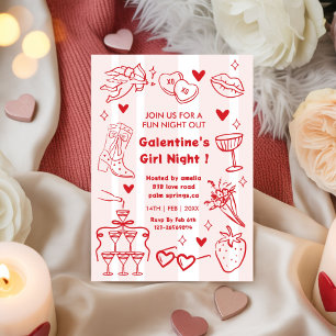 Invitation Galentine’s Party, Nuit de la Saint-Valentin Dessi