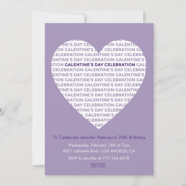 Invitation Galentine Saint-Valentin xoxo Amies Cœu (Devant)