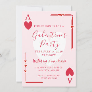 Invitation Galentines Ace Hearts Girls Valentines Invite