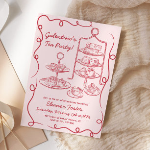 Invitation Galentines Afternoon Tea Party main tirée
