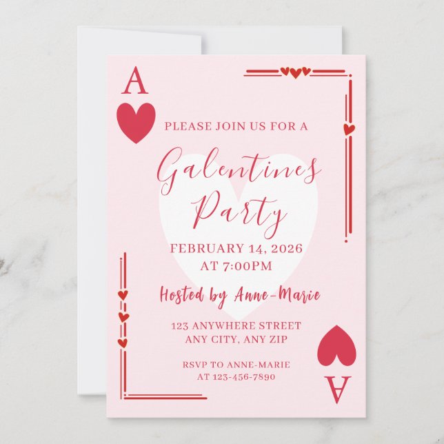 Invitation Galentines As de Coeur Filles Saint-Val (Devant)